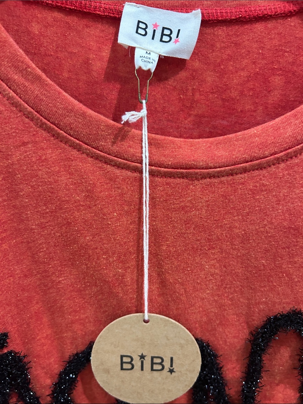 BiBi Red Short Sleeve 'Game Day' Graphic Tee thicker than a tee, NWT - Picture 3 of 4